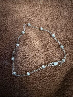 Sterling Silver Beaded Chain Bracelet - White/Silver
